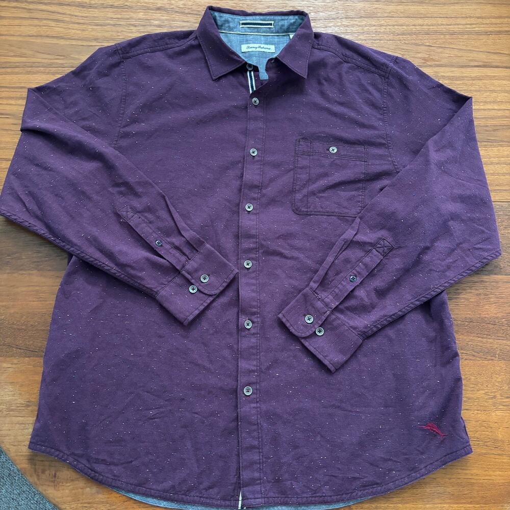 Tommy Bahama Men's Purple long sleeve button down shirt size XL